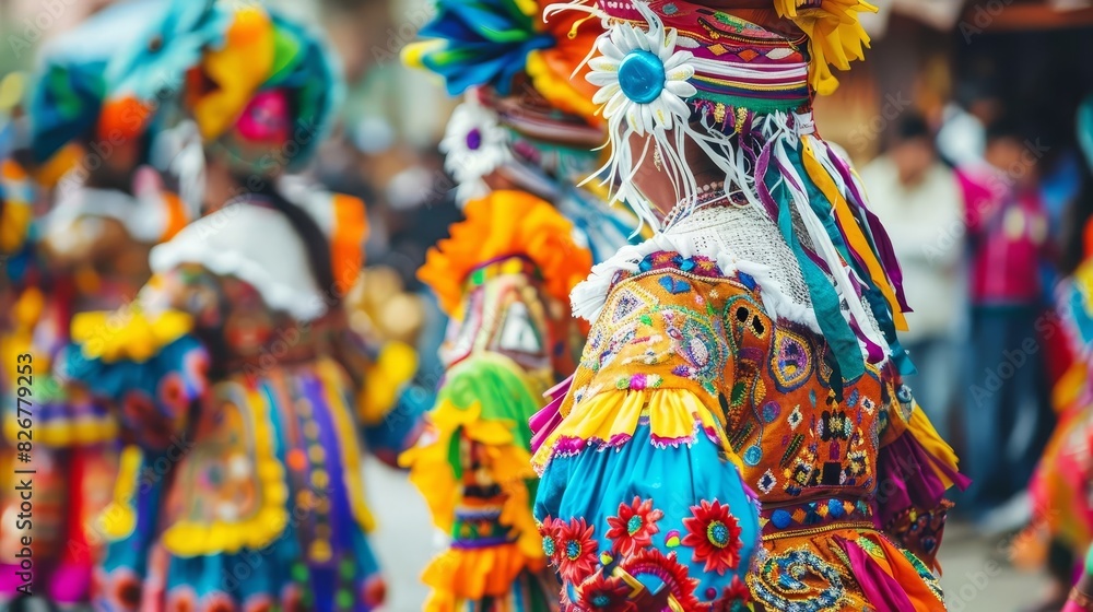 Obraz premium Traditional festival with colorful costumes, lively dances, and cultural performances, vibrant and immersive