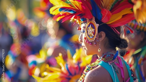 Traditional festival with colorful costumes, lively dances, and cultural performances, vibrant and immersive
