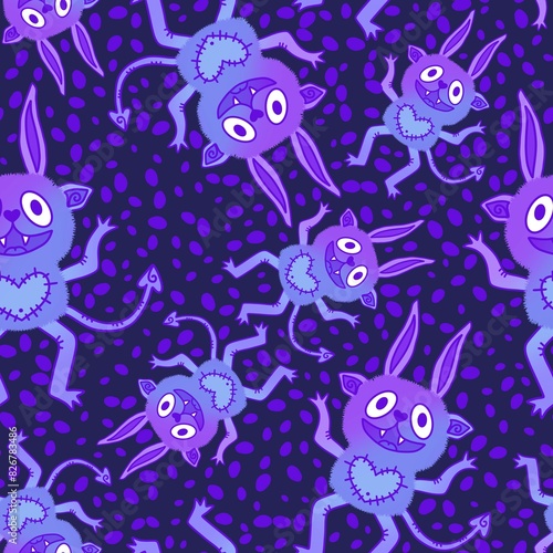 Cartoon monsters seamless pattern for wrapping paper and fabrics and linens © Tetiana