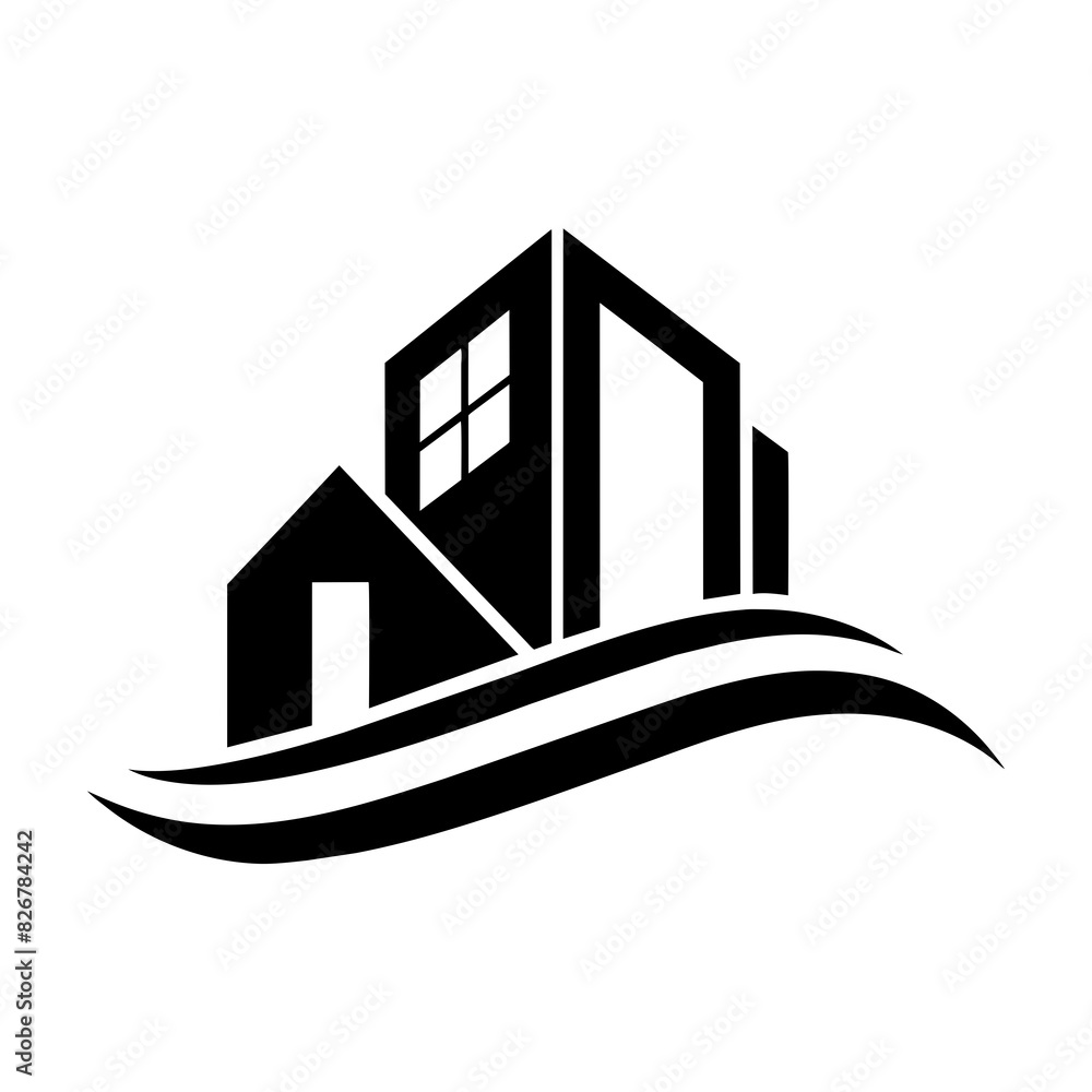 residential construction vector silhouette illustration
