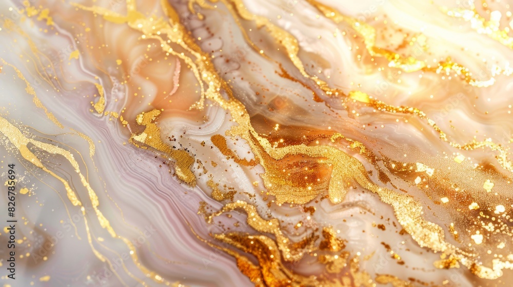 A gold and white swirl pattern with glittery specks A gold and white swirl pattern with glittery specks