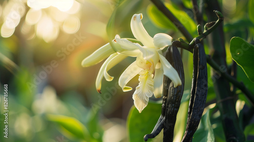 Wallpaper Mural vanilla beans and flowers on vanilla plant on tree	 Torontodigital.ca