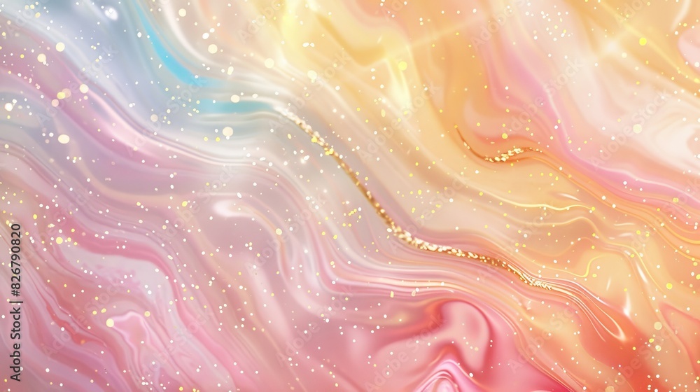 A colorful swirl of pink and yellow with glittery specks A colorful swirl of pink and yellow with glittery specks