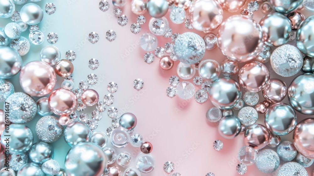 A large collection of shiny, colorful, and glittery balls arranged in a pattern A large collection of shiny, colorful, and glittery balls arranged in a pattern