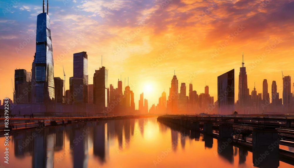 Obraz premium sunset over the city