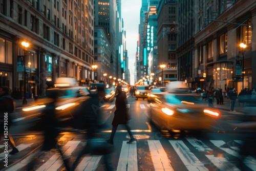 busy city street filled with people and cars