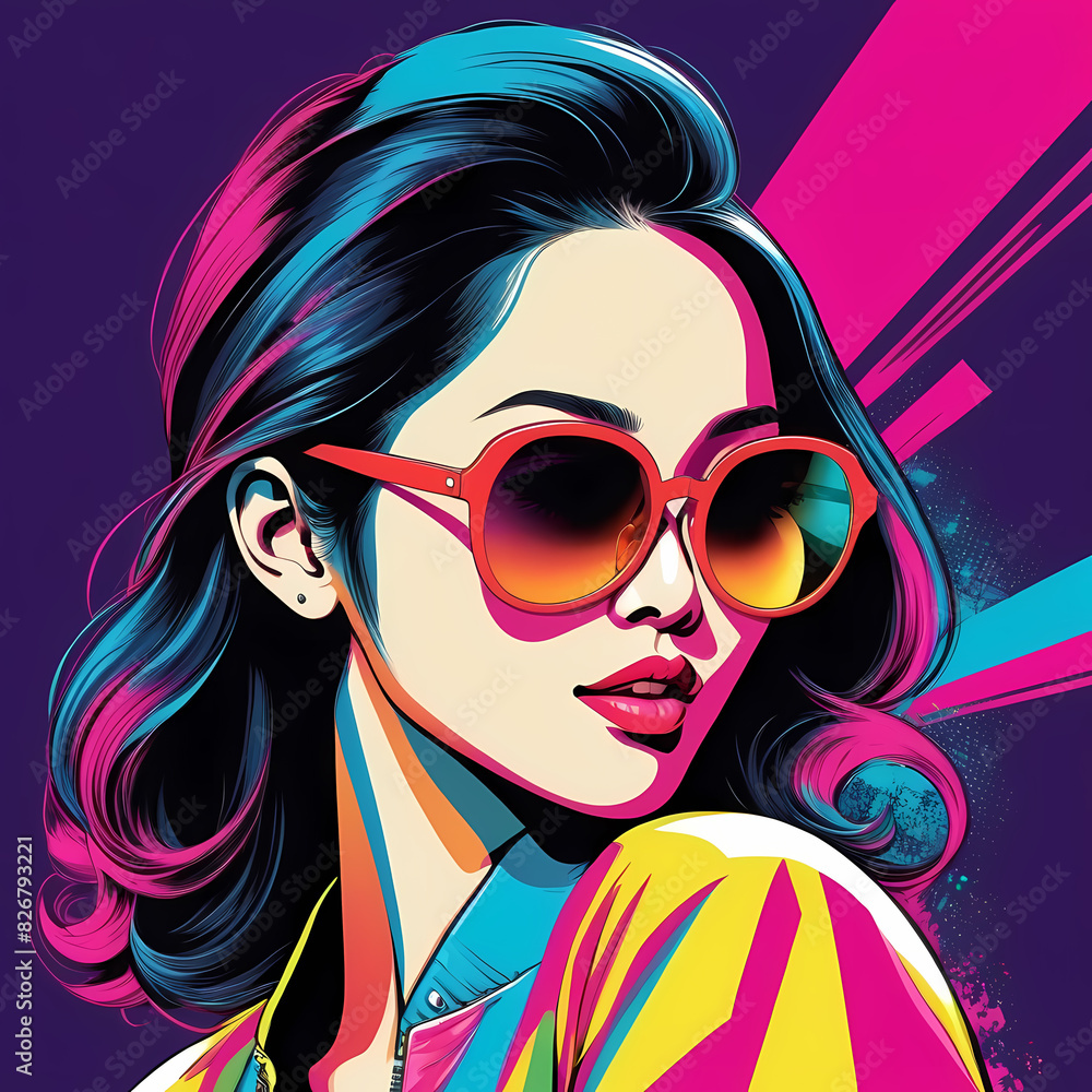 Cool Asian Woman Sunglasses Pop Art, K-Pop, k-drama Cool Asian Woman Sunglasses Pop Art, K-Pop, k-drama