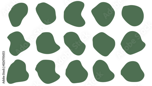 15 Modern Army liquid irregular blob shapes abstract. elements graphic flat style. fluid design illustration stock
