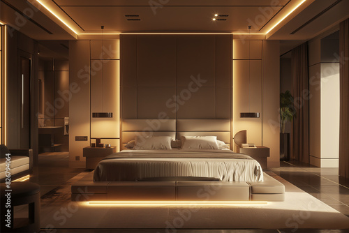 The room interior has a minimalist and modern design photo