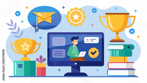 A gamebased educational platform that uses rewards and challenges to motivate students to complete their homework and improve their learning outcomes.. Vector illustration