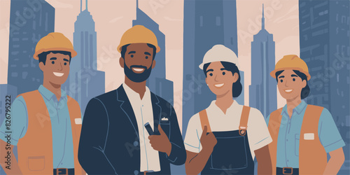construction workers Celebrate  Vector