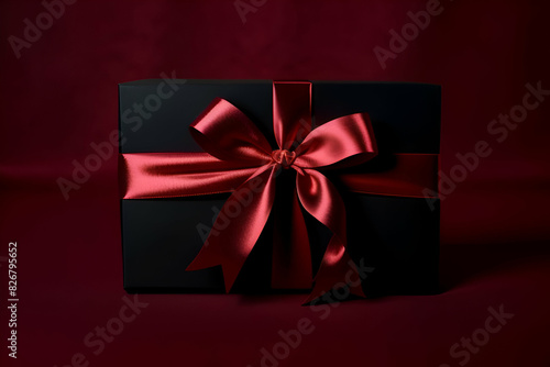 Black Friday sale background with realistic 3d black gift boxes with red bows. Gold lettering sale. Vector illustration © Matan