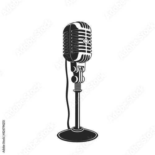 Retro microphone logo and vector with microphone new style icon