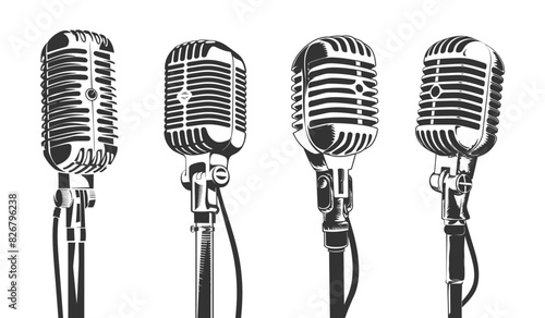 Retro microphone logo and vector with microphone new style icon