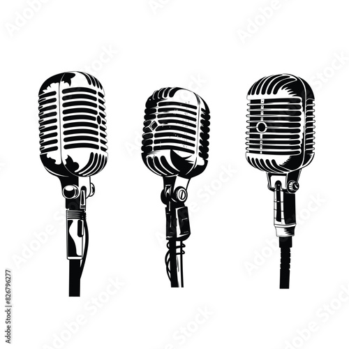 Retro microphone logo and vector with microphone new style icon