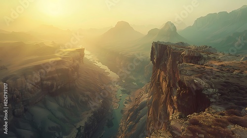 Fresh view of a viewpoint from the edge of a canyon photo