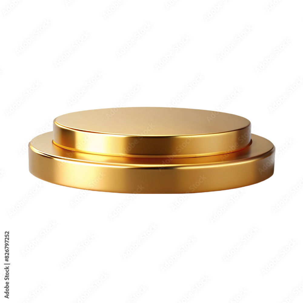 Shiny gold round pedestal display Isolated on transparent background Shiny gold round pedestal display Isolated on transparent background