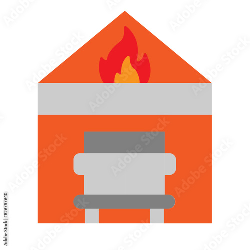 Fire station Flat Icon Design