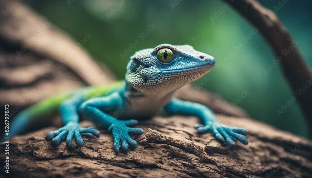 Gecko with vibrant coloration is perched on a limb. Gecko with vibrant coloration is perched on a limb.