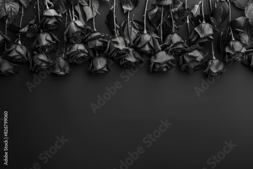Fototapeta Naklejka Na Ścianę i Meble -  Black roses on a black background