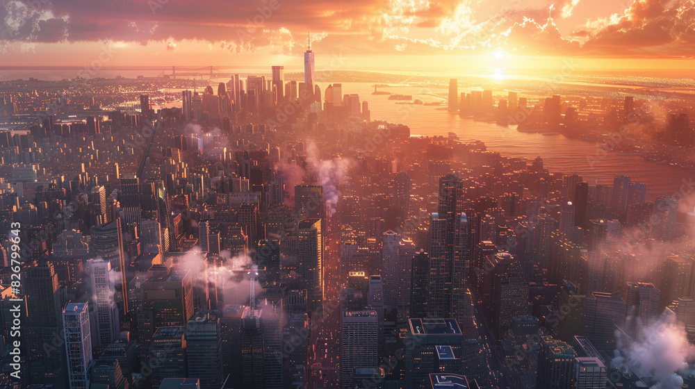 Fototapeta premium Urban Metamorphosis: Day to Night Symphony