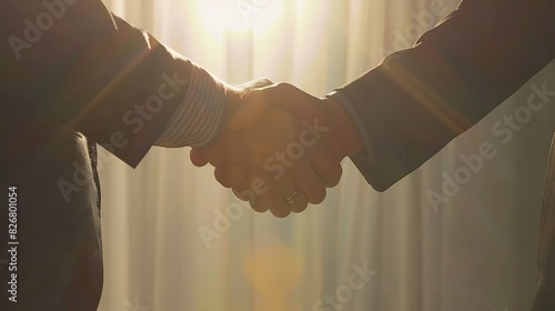 businessman shaking hands to seal a deal with his partner : Generative AI photo