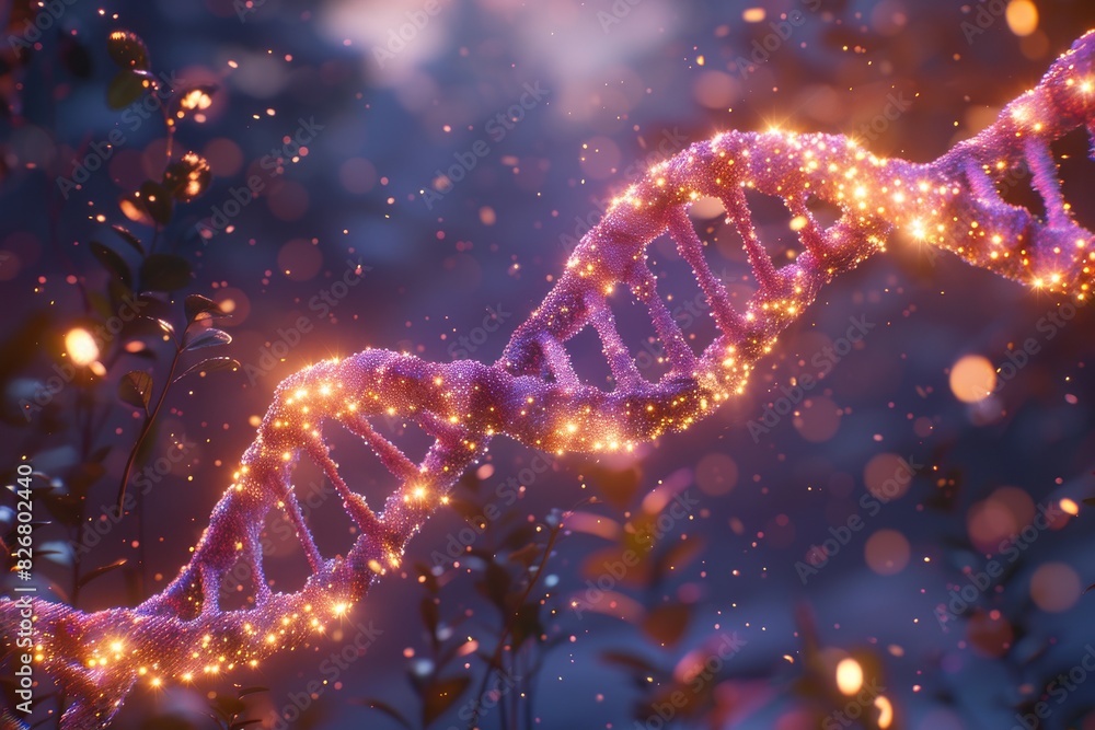 Fiery DNA helix against a cosmic backdrop captures the dynamic and vital nature of genetic information in the universe. Fiery DNA helix against a cosmic backdrop captures the dynamic and vital nature of genetic information in the universe.