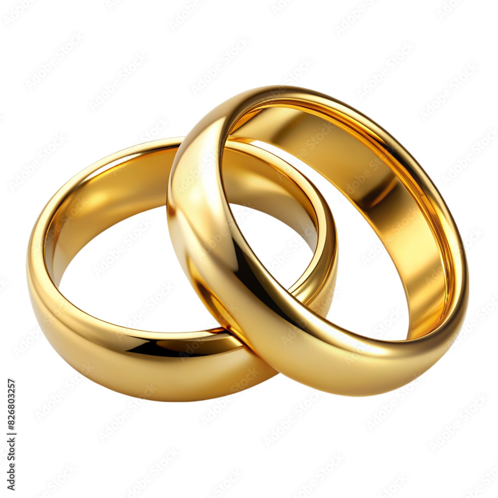 Two golden wedding rings Isolated on transparent background Two golden wedding rings Isolated on transparent background