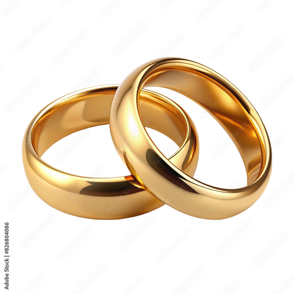 Two golden wedding rings Isolated on transparent background Two golden wedding rings Isolated on transparent background
