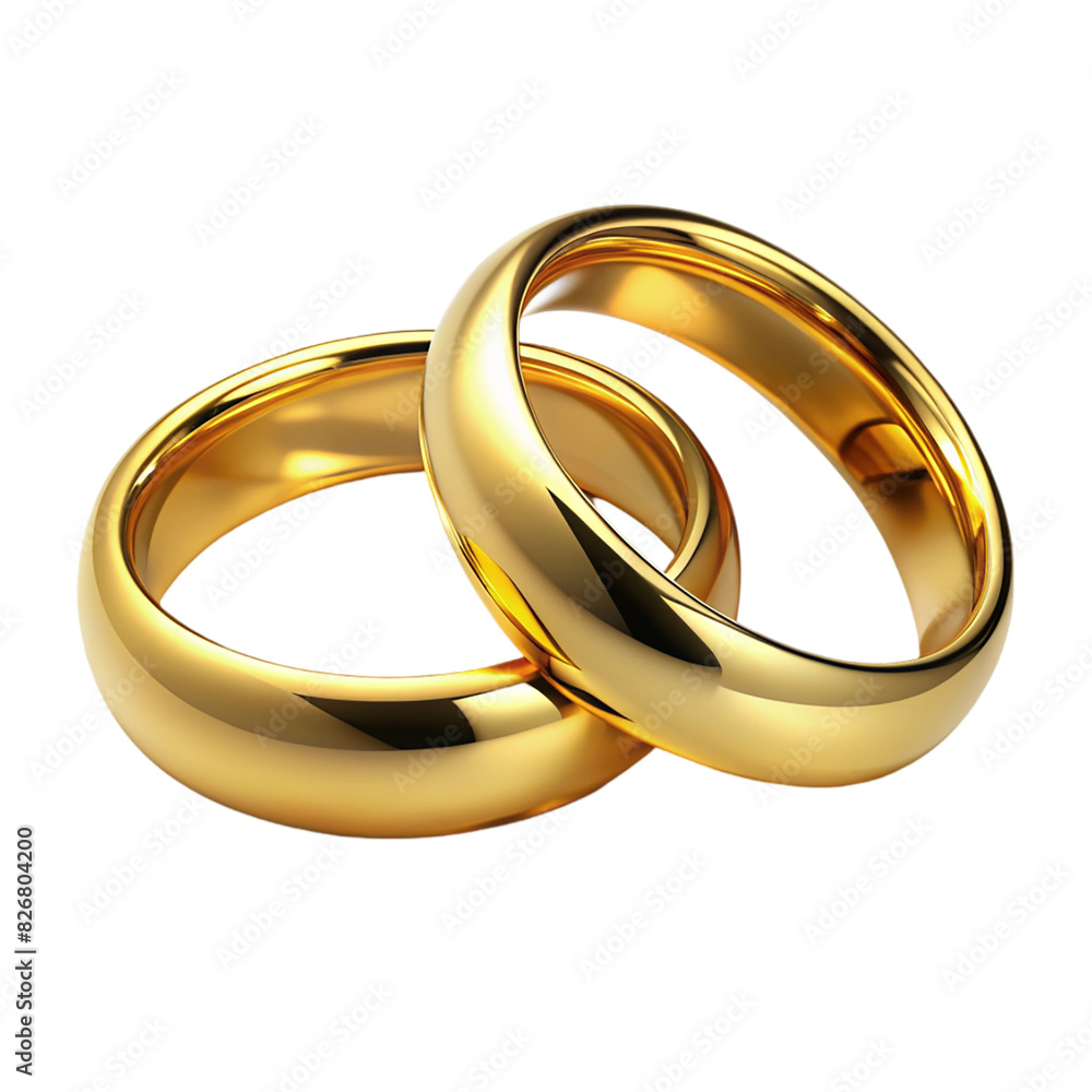 Two golden wedding rings Isolated on transparent background Two golden wedding rings Isolated on transparent background