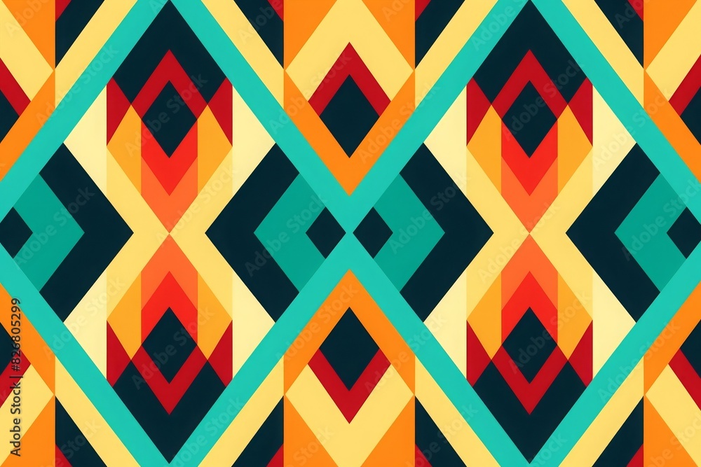 Vibrant geometric pattern with bold, colorful shapes creating a , abstract design. Perfect for backgrounds, textiles, and modern art projects. Vibrant geometric pattern with bold, colorful shapes creating a , abstract design. Perfect for backgrounds, textiles, and modern art projects.