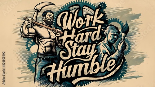 Work Hard stay Humble (Motivational Quotes- Illustration-typography)