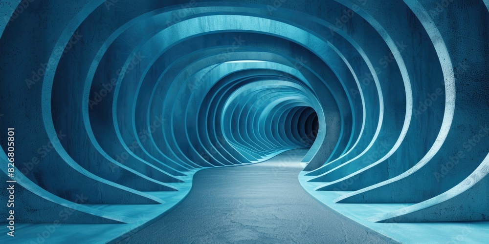 A surreal blue swirl tunnel leading into mystery A surreal blue swirl tunnel leading into mystery