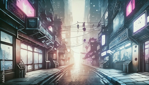 : Firefly Cyberpunk streets illustration, futuristic city, dystopic artwork at night, 4k wallpaper cyb photo
