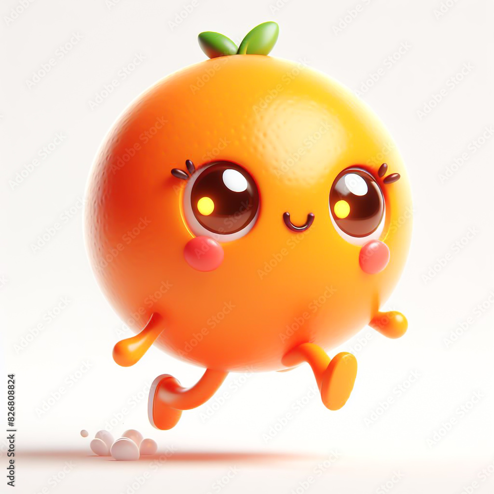 3D funny orange cartoon isolated on white background. Fruit and agriculture for a healthy diet 3D funny orange cartoon isolated on white background. Fruit and agriculture for a healthy diet