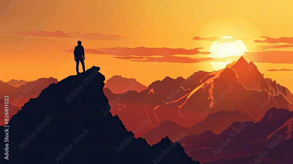Silhouette of person standing on mountain peak