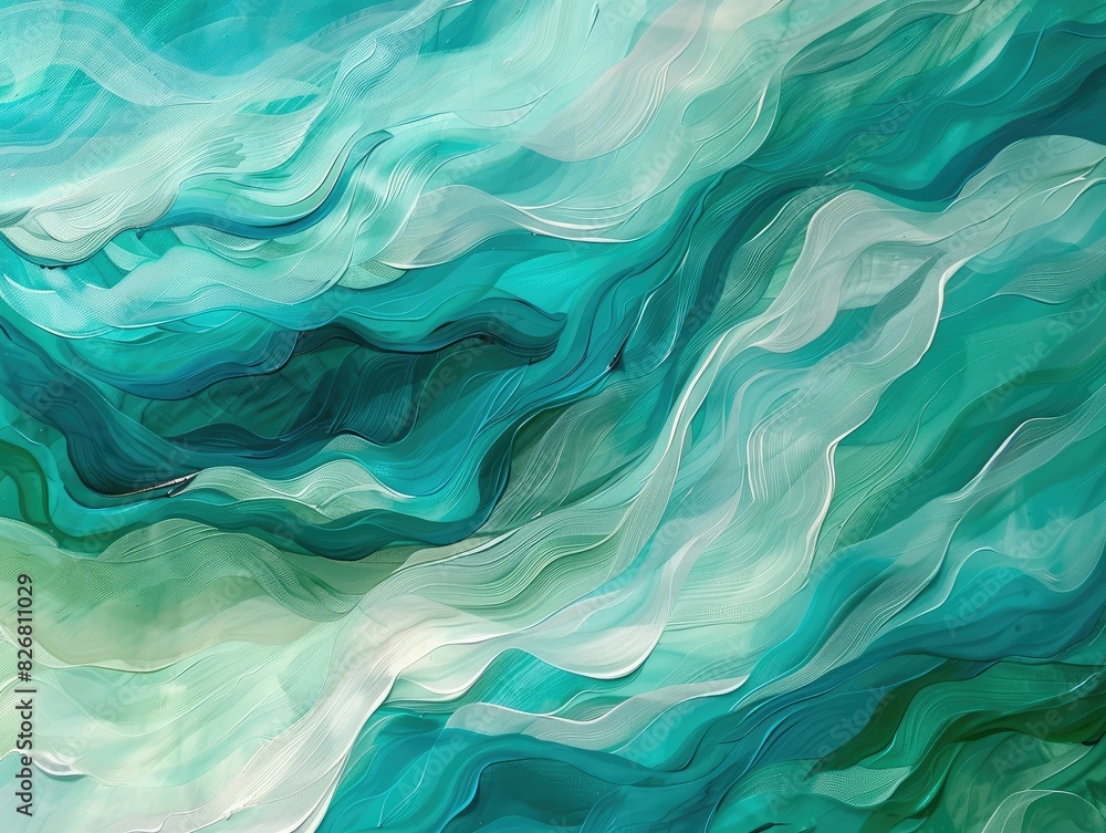 Serene turquoise hues cascade in abstract waves
