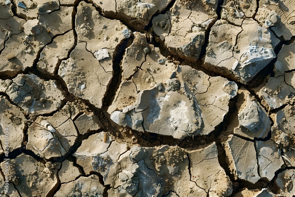 Cracked Drought Stricken Field with Intricate Textured Earth Surface Pattern Cracked Drought Stricken Field with Intricate Textured Earth Surface Pattern