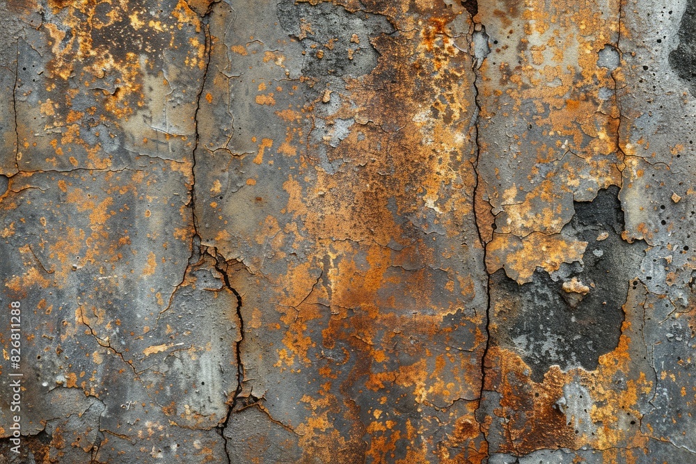 The wall is covered in rust and has a rough texture. The colors are mostly brown and gray, with some black spots. The wall appears to be old and worn down, giving it a sense of history and character The wall is covered in rust and has a rough texture. The colors are mostly brown and gray, with some black spots. The wall appears to be old and worn down, giving it a sense of history and character