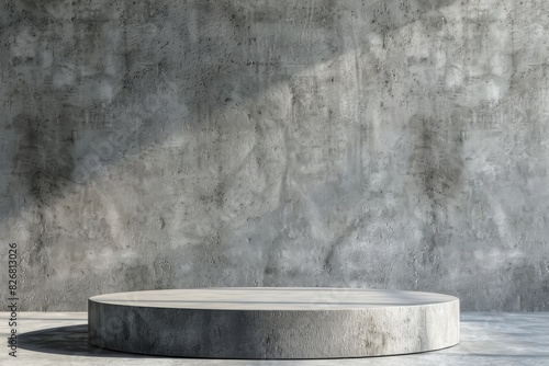 Grey concrete platform against a grey wall
