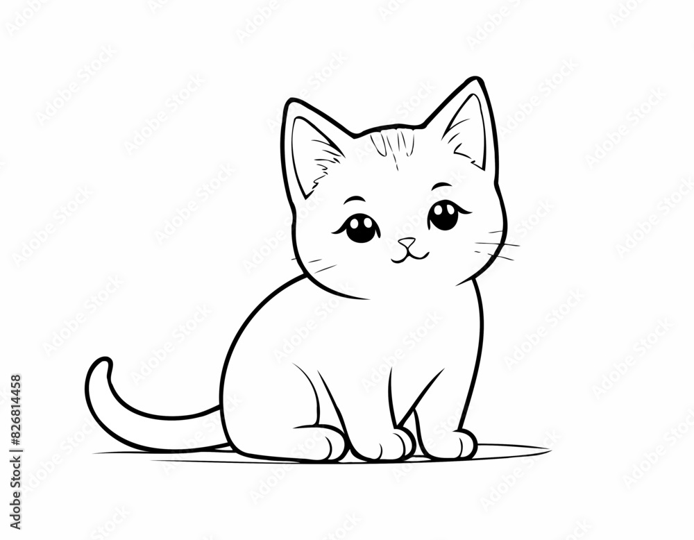 Fototapeta premium cute pet cat character doodle animal face draw paw cartoon