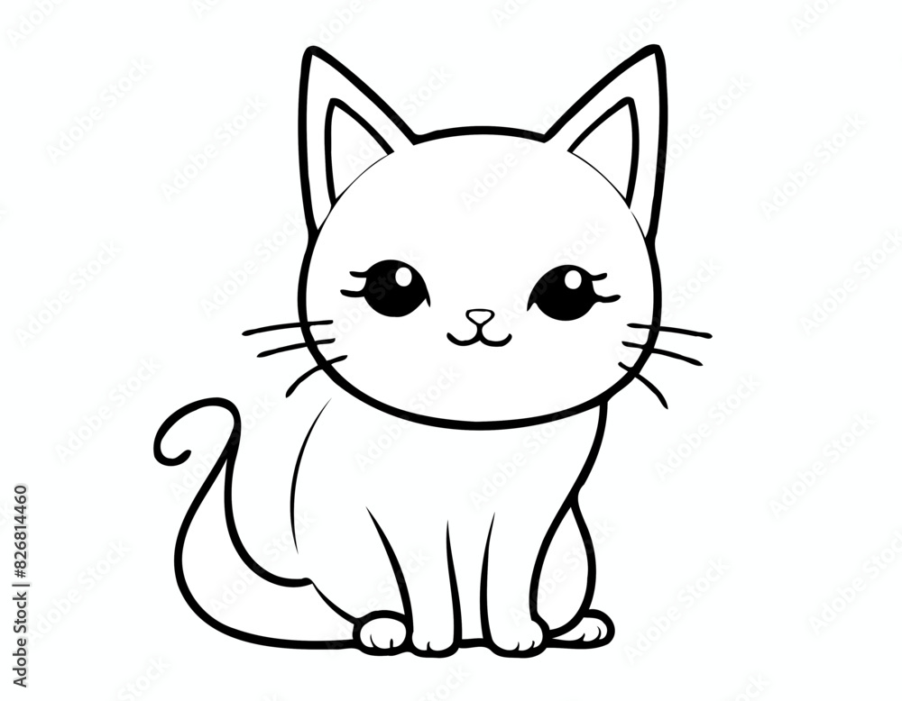 Obraz premium cute pet cat character doodle animal face draw paw cartoon