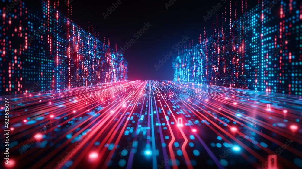 Abstract technology background. Digital data flow with binary code Abstract technology background. Digital data flow with binary code