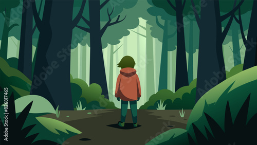 Lost in the forest. Vector illustration