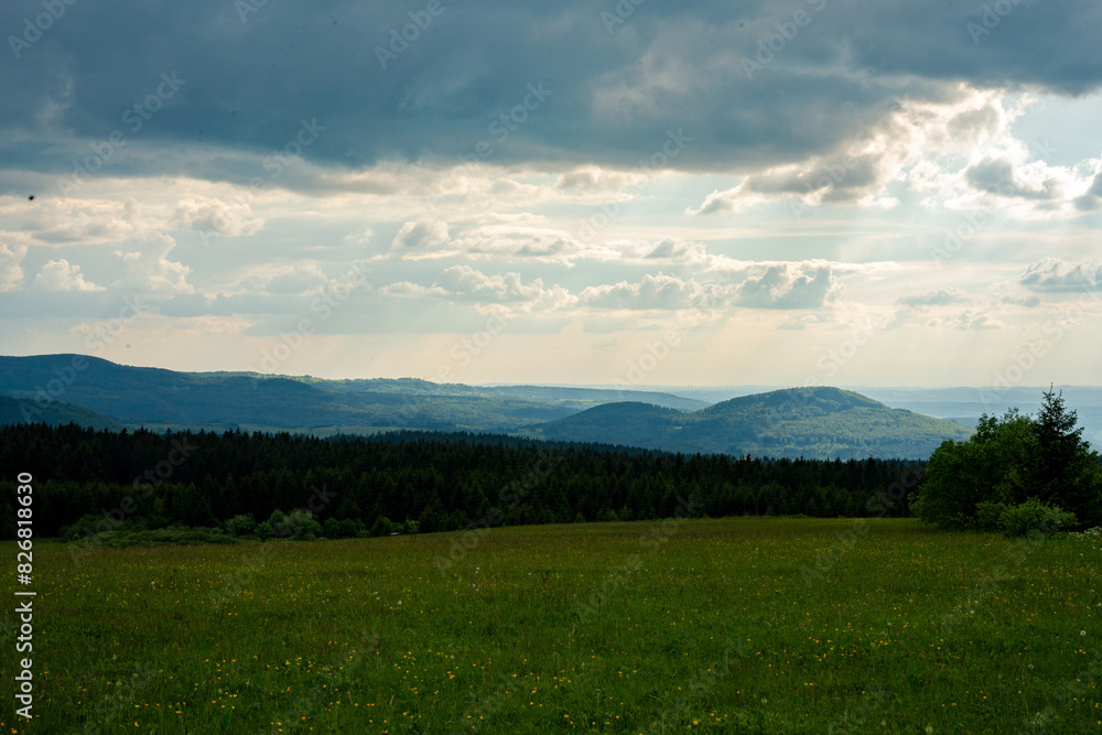 rhön, landscape, clouds, fog, field, storm, weather, landscape, nature, weather forecast, weather report, wallpaper