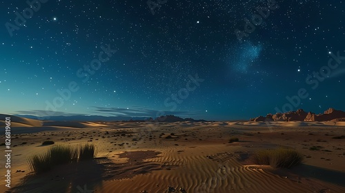 Fresh view of a desert landscape with a clear night