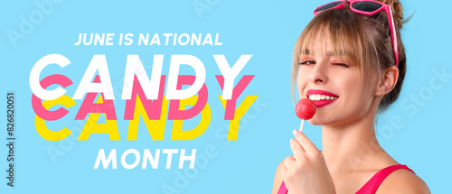 Young woman with lollipop o...