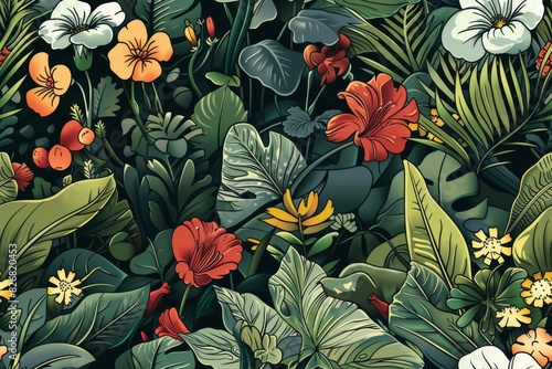Wallpaper Mural A lush and vibrant ecosystem with tropical plant species blooming everywhere blooming Torontodigital.ca