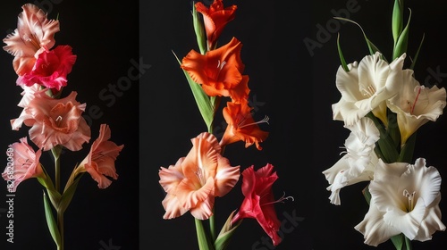 Pink gladiolus flower blooming beautifully with blur background nature spring theme wallpaper.