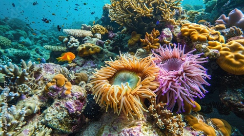 Colorful Marine Environment Sea Anemones in Fuvahmulah